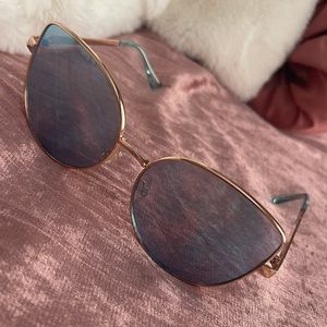 Blue Square Sunglasses w/ Gold Frame